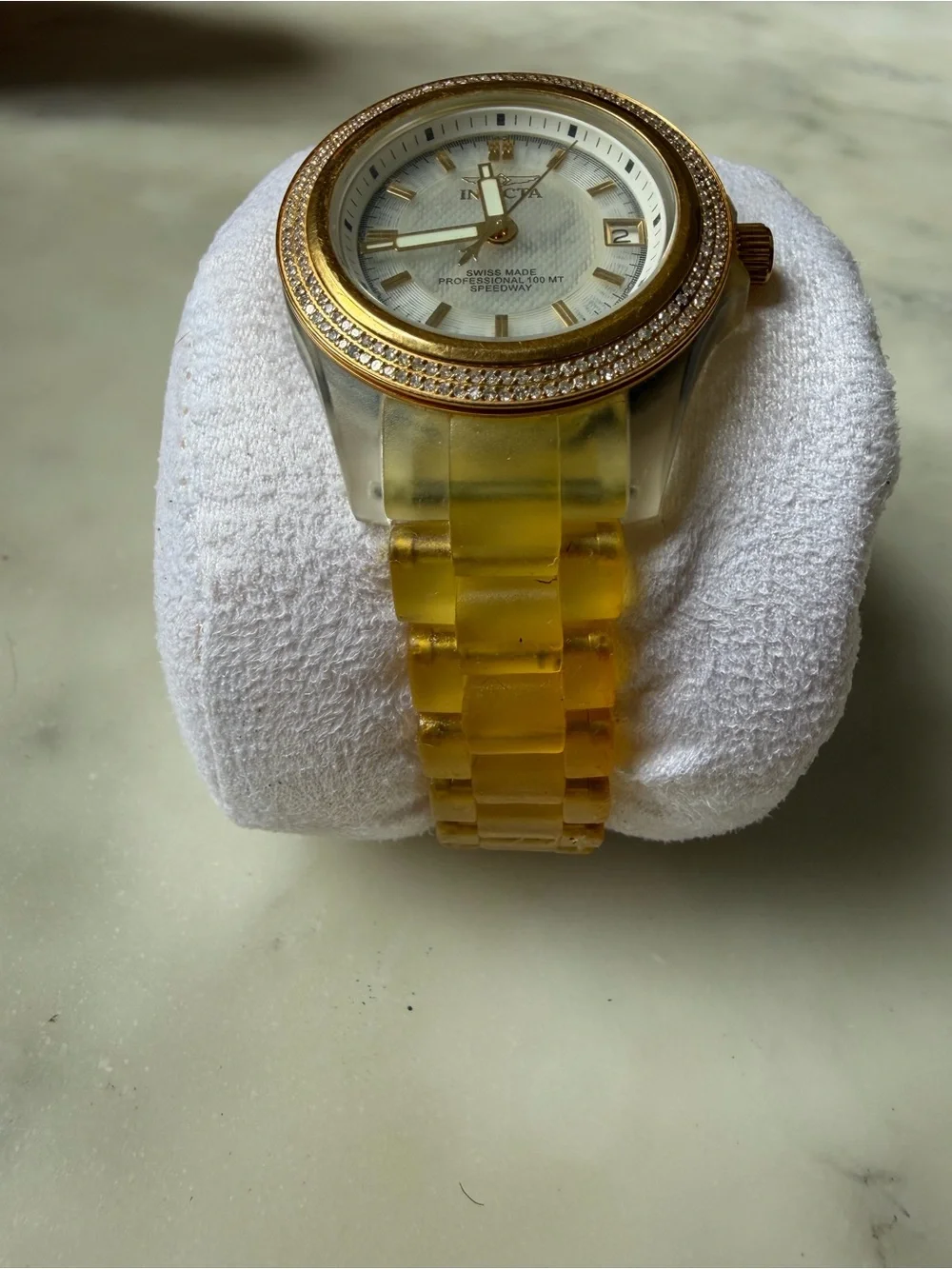Invicta Diamond Bezel Yellow Resin sport watch